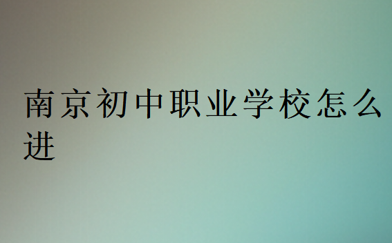 南京初中職業(yè)學校怎么進