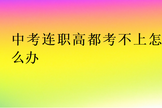 中考連職高都考不上怎么辦