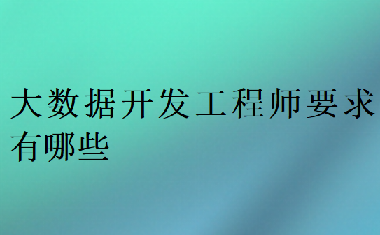 大數(shù)據(jù)開發(fā)工程師要求有哪些