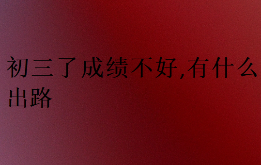 初三了成績不好,有什么出路